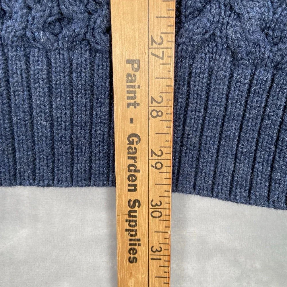 Vineyard Vines Sweater men's Large Chunky Knit Merino Wool Cotton Crew Neck Blue - Picture 10 of 11